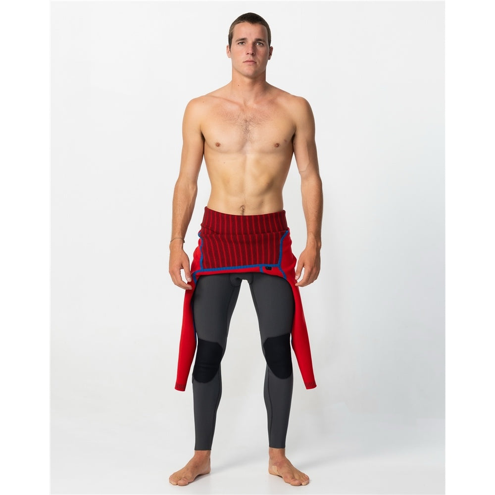 O'Neill Hyperfire 3/2mm GBS Men's Chest Zip Wetsuit in steel grey colourwayon model from front with top down so can see internal firewall lining
