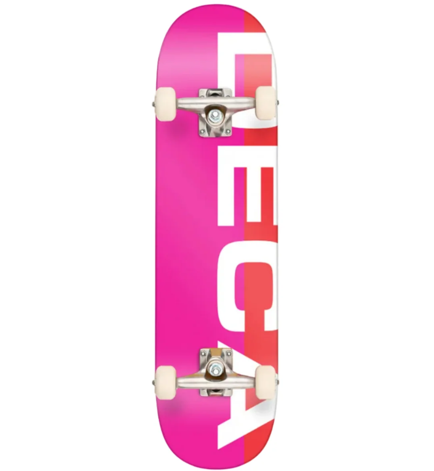 Deca Bold 7.75" Complete Skateboard in pink colourway with white wheels