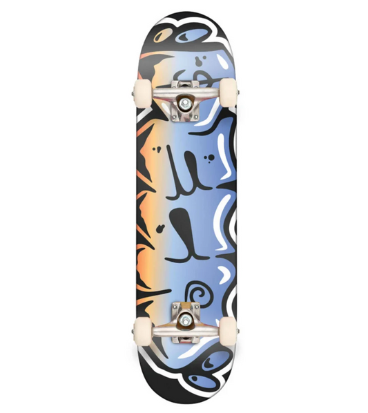 Deca Horizon Throwie 8.25" Complete Skateboard in black with graffiti style graphics