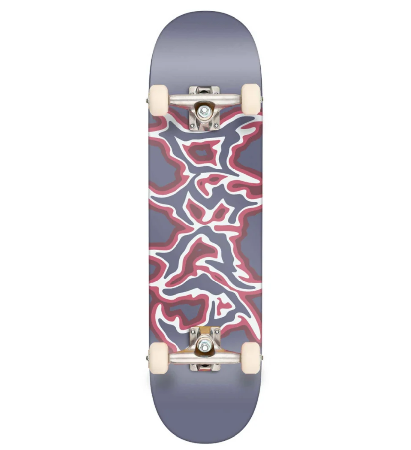 Deca Metal Script 8.5" Complete Skateboard in grey colourway with bold Deca print