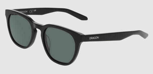 Dragon Bank Shiny Black frames with Lumalens Green G15 Lens Sunglasses