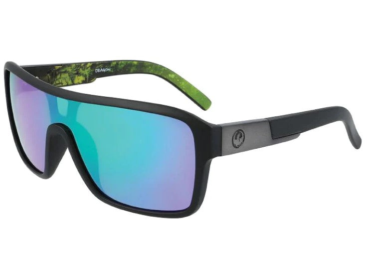 Dragon Remix Matte Black Terrafirma frames with Luma Lens Green Ion Sunglasses