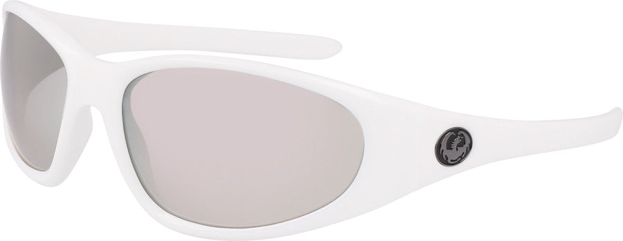Pair of Dragon The Box 2.0 White frames with Silver Ion Polarised Luma Lens Sunglasses