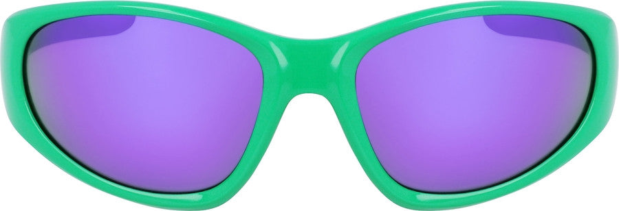 Pair of Dragon The Box 2.0 Shiny Dew frames with Purple Ion Luma Lens Sunglasses from front