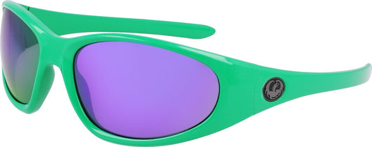 Pair of Dragon The Box 2.0 Shiny Dew frames with Purple Ion Luma Lens Sunglasses