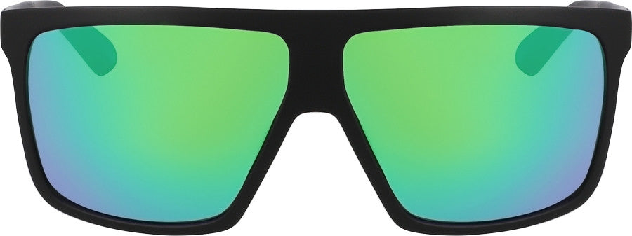 Pair of Dragon Ultra Matte Black frames with Green Ion Polarised Luma Lens Sunglasses from front
