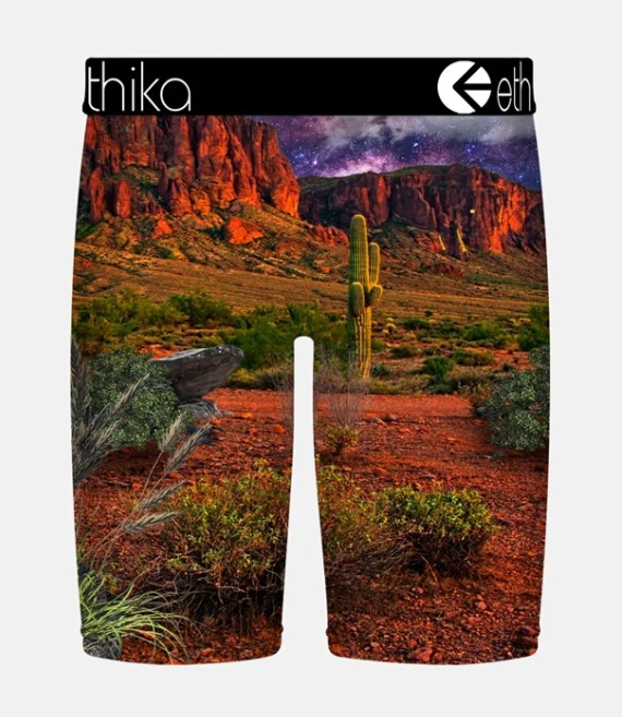 Ethika All Bite No Bark Staple Boys Boxers showing cobra snake in outdoors from back