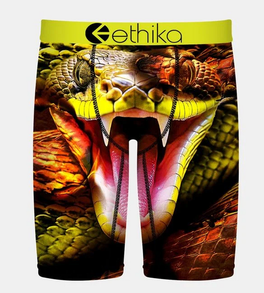 Ethika Boys Bite Back Staple Boxers with cobra head on front