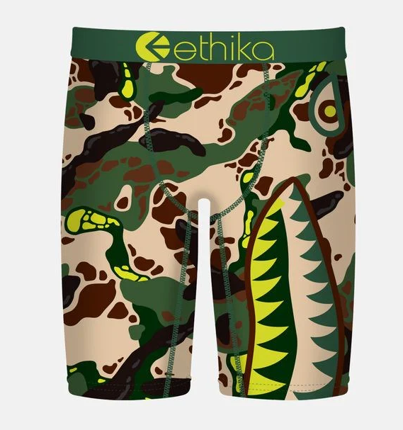 Ethika Bomber Hype Staple Boys Boxers in camo from front