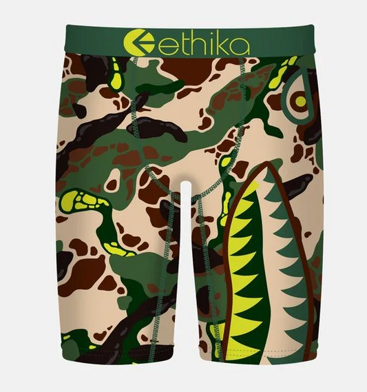Ethika Bomber Hype Staple Boys Boxers in camo from front
