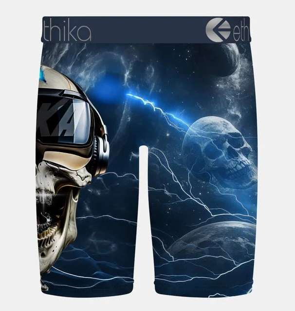 Ethika Crashing Out Staple Boys Boxers in blue multi from  rear