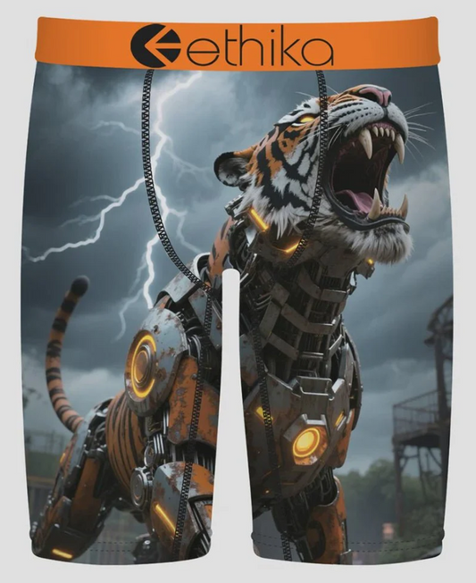 Ethika Boys Cyberfang Staple Boxers
 with robot tiger on front