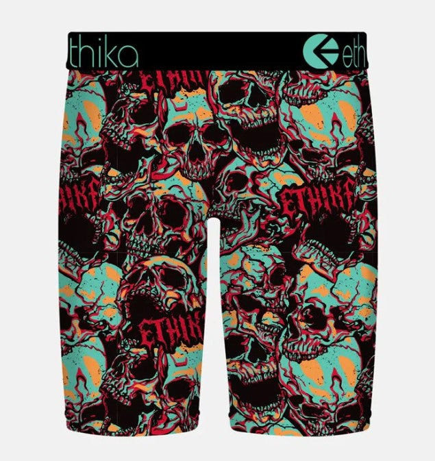 Ethika Havoc Staple Boys Boxers in multi coloured skulls from rear