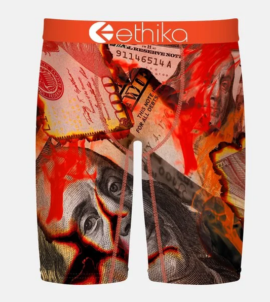Ethika Burnin Hundreds Staple Boys Boxers in flame from front