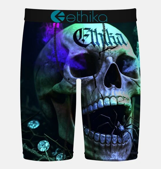 Ethika Boys Death's Treasure Staple Boxers in multi colour with skull on front