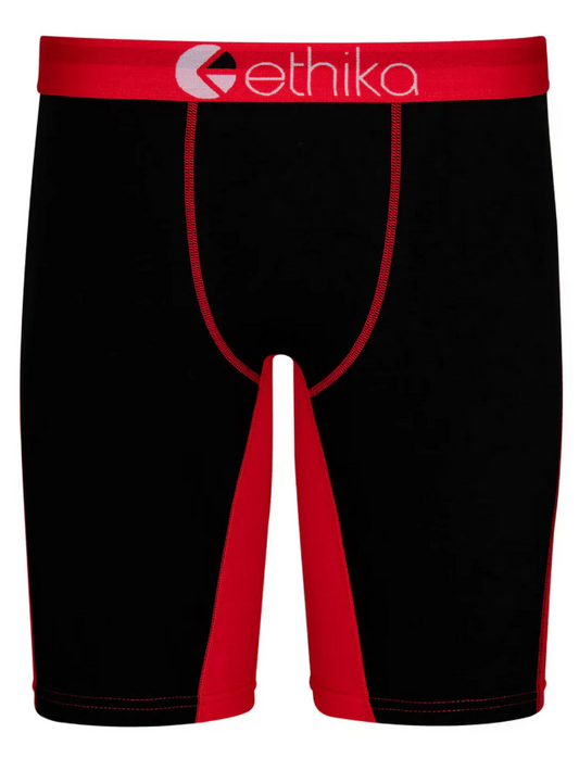 Ethika Red OG STaple Mens Boxers in black with red detail from front view