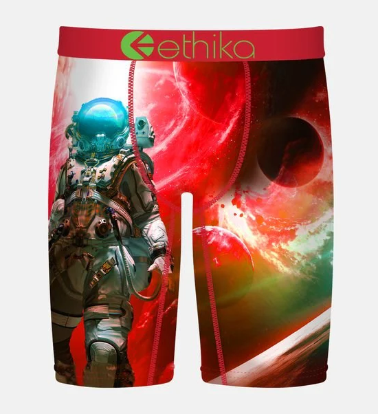 Ethika Red Planet Staple Boys Boxers from front with astronaut and space scene