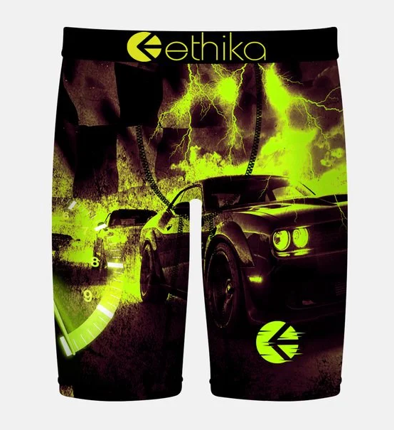 Ethika Scat Boyz Staple Boys Boxers in black and yellow from front