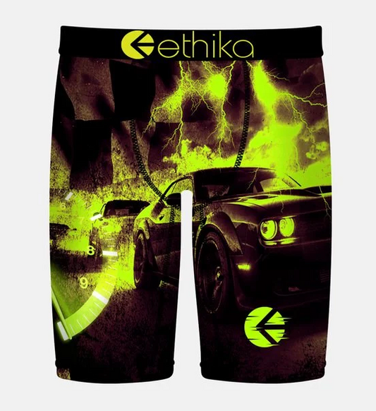 Ethika Scat Boyz Staple Boys Boxers in black and yellow from front