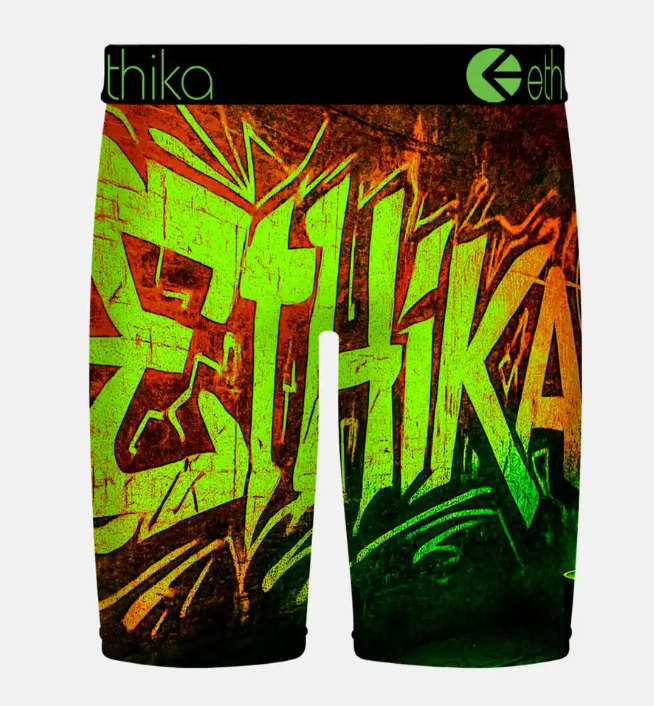 Ethika The Wall Boys Staple Boxers showing graffiti image from the rear