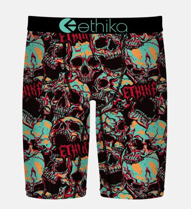 Ethika Havoc Staple Boys Boxers in multi coloured skulls from front