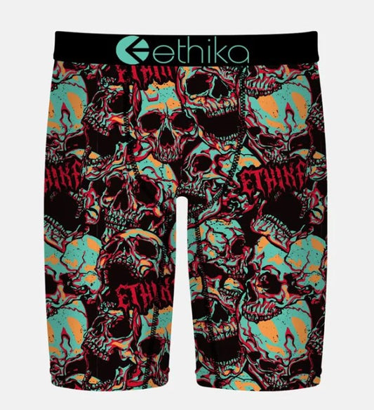 Ethika Havoc Staple Boys Boxers in multi coloured skulls from front