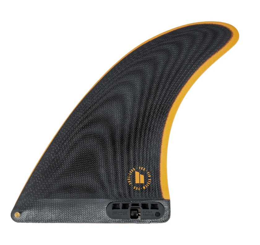 FCS II Single 7" Performance Glass PG Longboard Fin in black and eclipse colourway