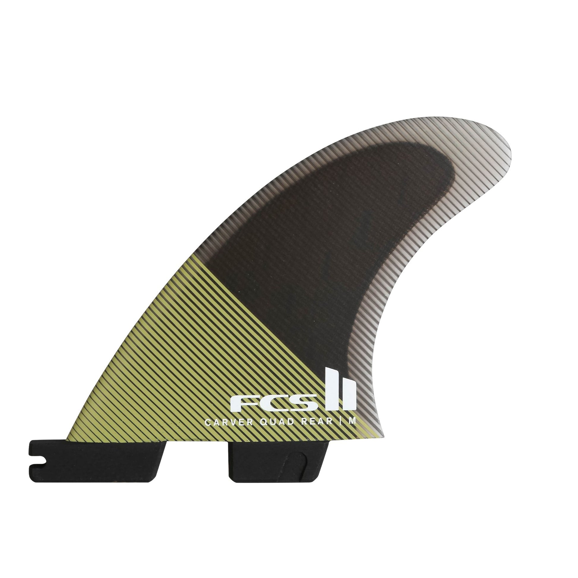 FCS II Carver PC Quad Rear Surfboard Fins - medium showing single side fin in eucalyptus colour