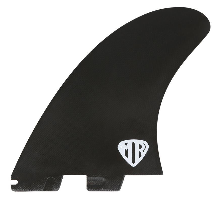 FCS II MR '78 PG Twin Fin Set in dark sunset colourway showing the black inside of a fin