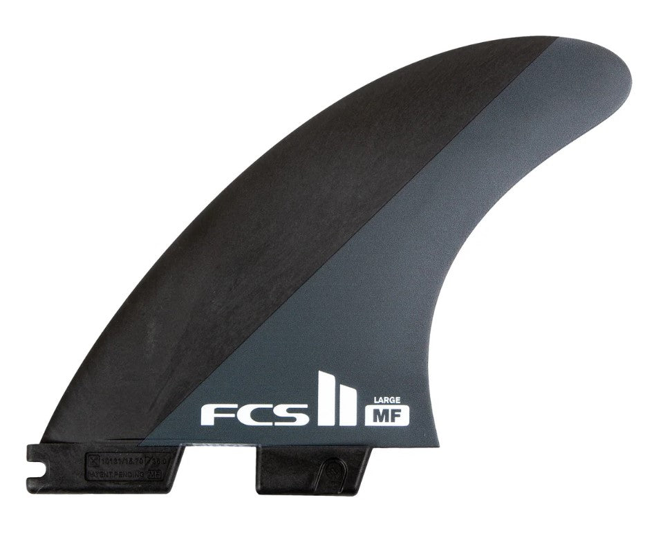 FCS II MICK FANNING NEO CARBON TRI FINS in charcoal and black colourway