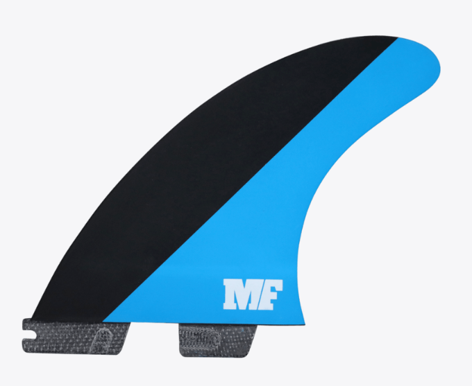 FCS II MF Mick Fanning PC Tri Surfboard Fins in blue and black colourway