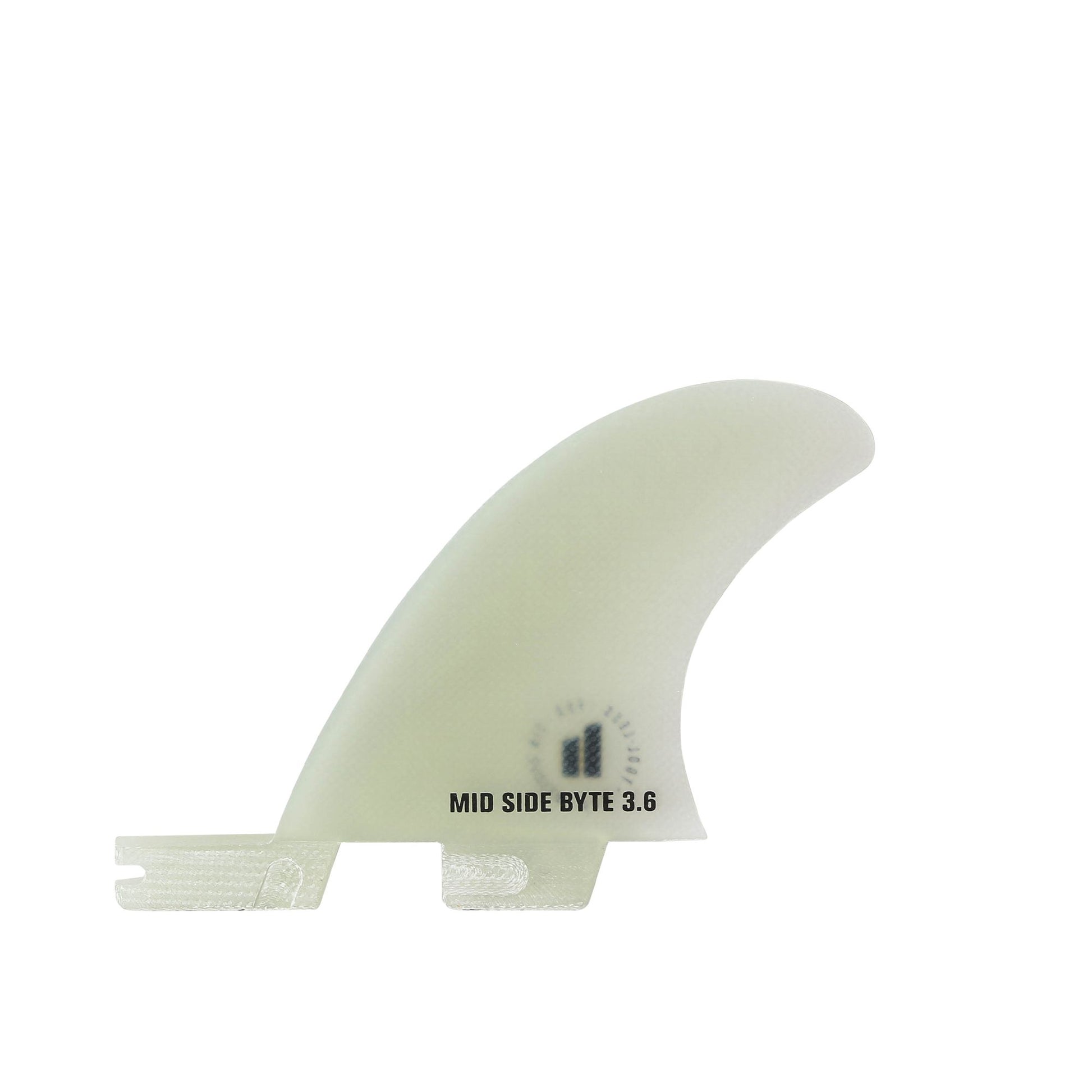 FCS II Mid Side Byte PG 3.6" Midlength/Longboard Fins in clear colour