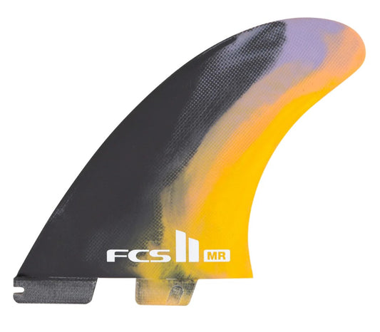 FCS II MR PC XL Tri Fin (Twin + stabiliser) Set in black multi colour swirl