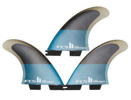 FCS II Performer Perfromance Core Small Tri Fin Set in black and teal