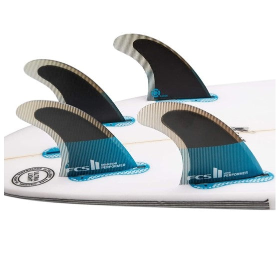 FCS II PERFORMER PC QUAD FIN SET in teal and black