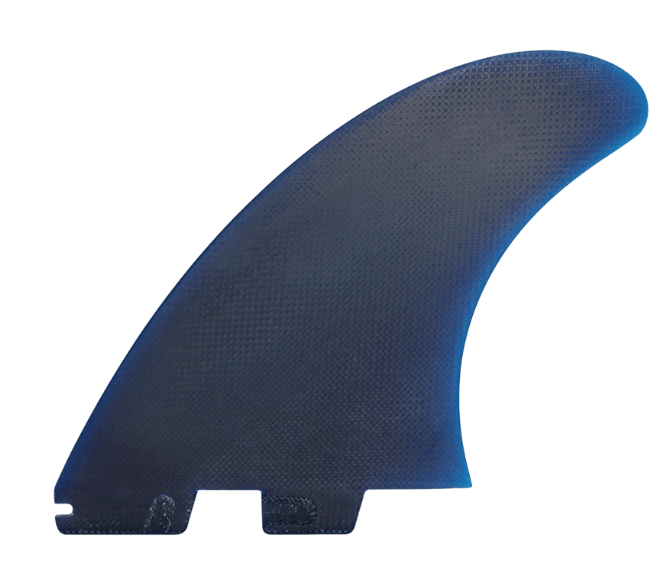FCS II Performer PG Twin + 1 Fin Set in cali blue colourway showing the right fin from the inside
