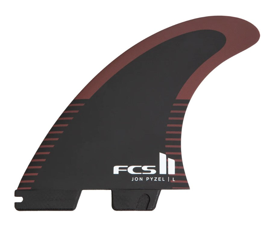 FCS II Pyzel PC Medium Tri Fin Set in black and shiraz