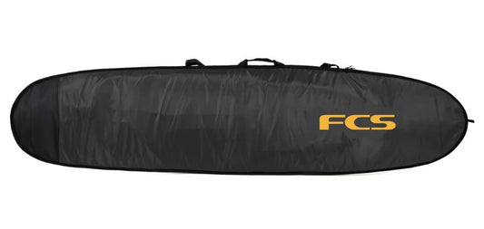 FCS CLassic 9'6 Longboard Bag in black with mango logo