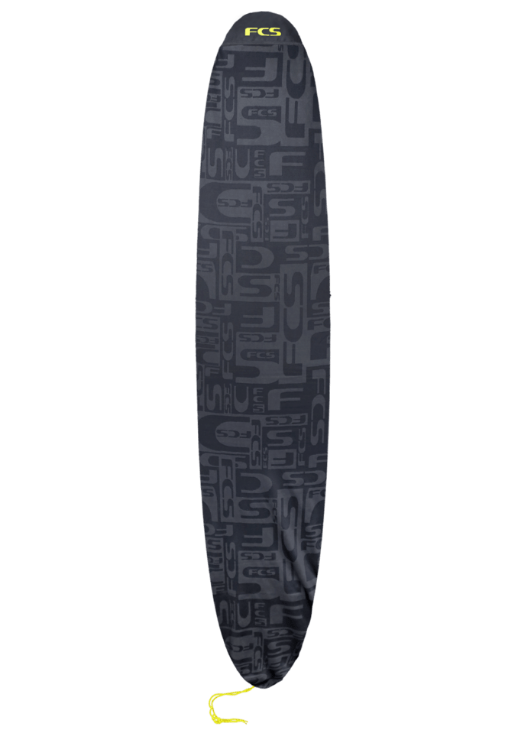 FCS 7'0 Stretch Sock Midlength Surfboard Cover in black and yellow colourway