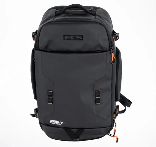 FCS Mission 3.0 40 Litre Backpack in black from front view