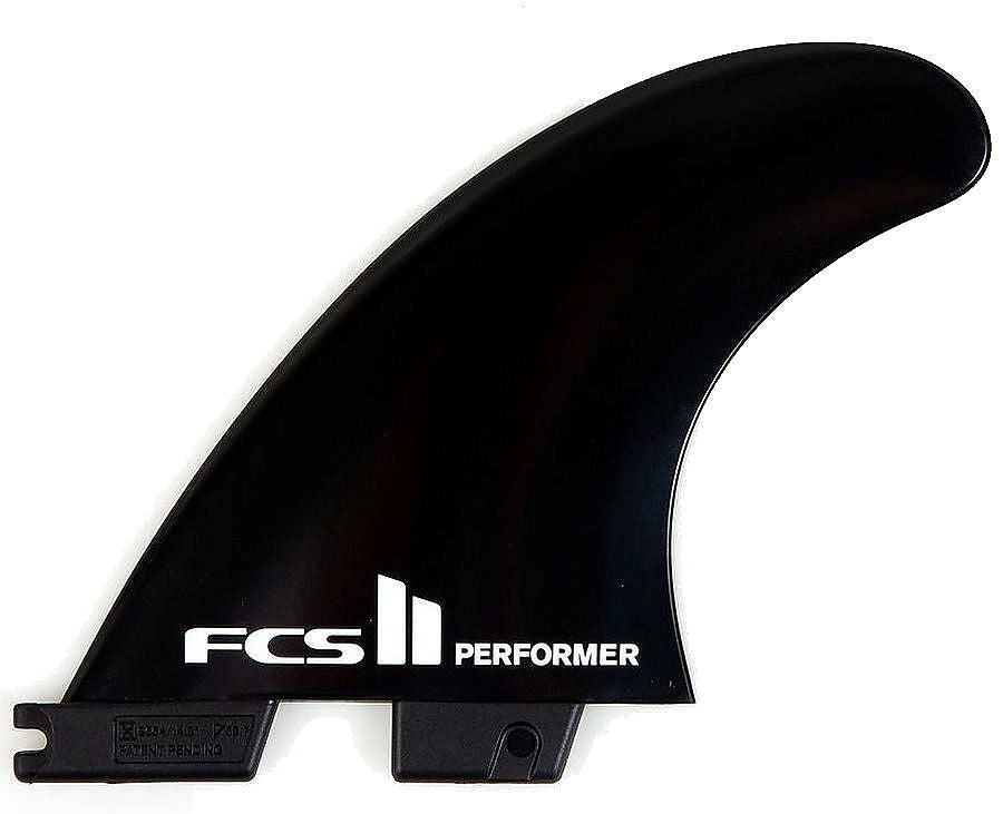 FCS II Performer GF Tri Fin Set - Medium showing 1 side fin in black