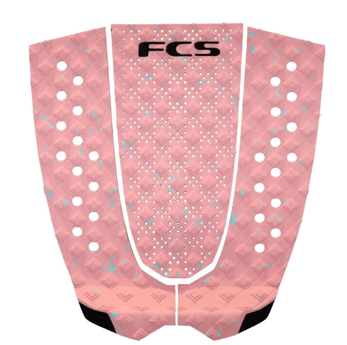 FCS T3 Eco 3 Piece Surfboard Tailpad in pink teal fleck colourway