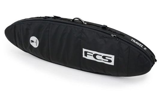 FCS Travel 2 6'7 All Purpose Double Boardbag in black with grey