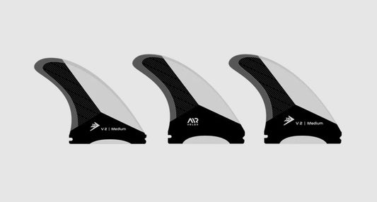 Firewire Velox Thruster Fin Set (medium) - Single Tab surfboard fin set in black and white