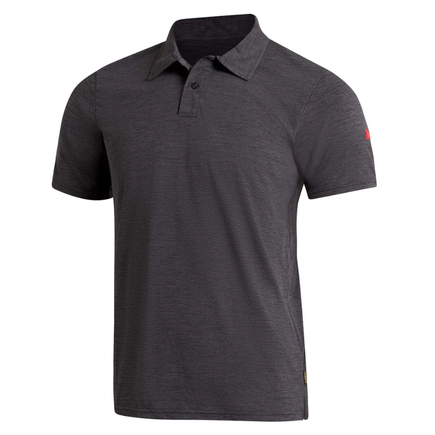 Florence Marine X Airtex Collared Short Sleeve Shirt in heather charcoal colour from front