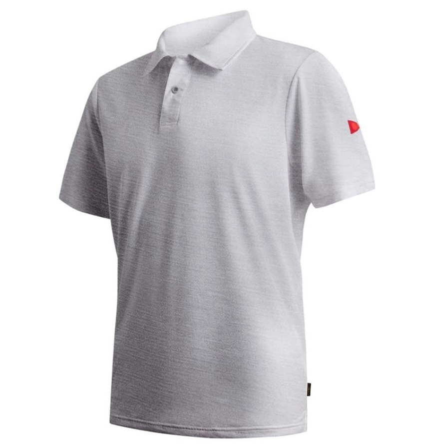 Florence Marine X Airtex Collared Short Sleeve Shirt in light heather grey from the front