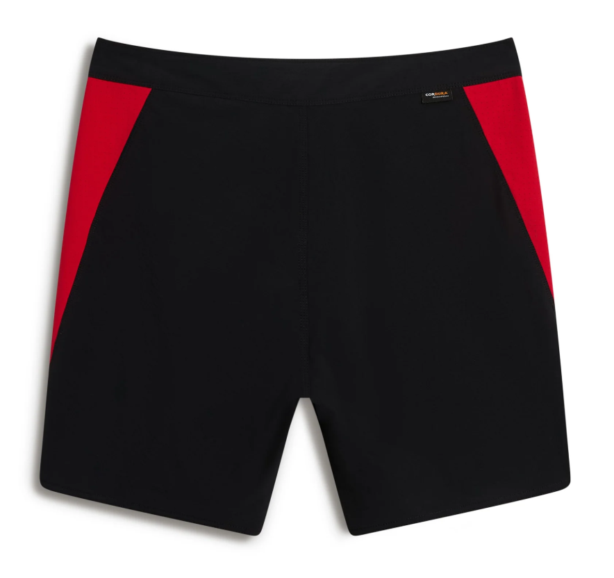 Florence Marine X Cordura Airtex 18.5" Boardshorts in black with red from the rear