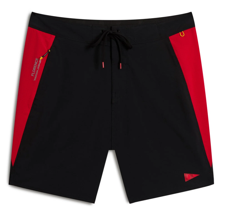 Florence Marine X Cordura Airtex 18.5" Boardshorts in black with red from the front