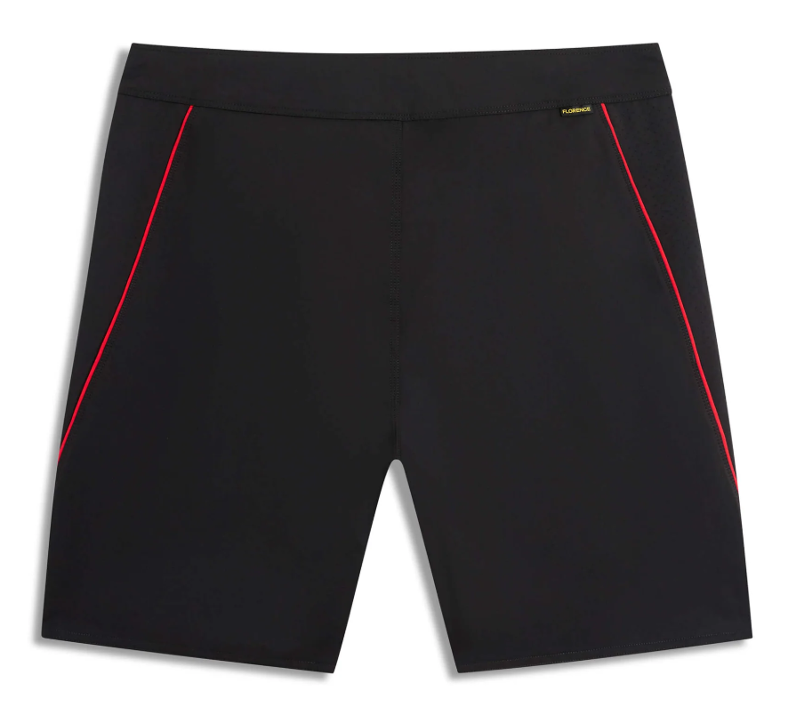 Florence Marine X Airtex Gamma 18.5" Boardshorts in black and red from the back