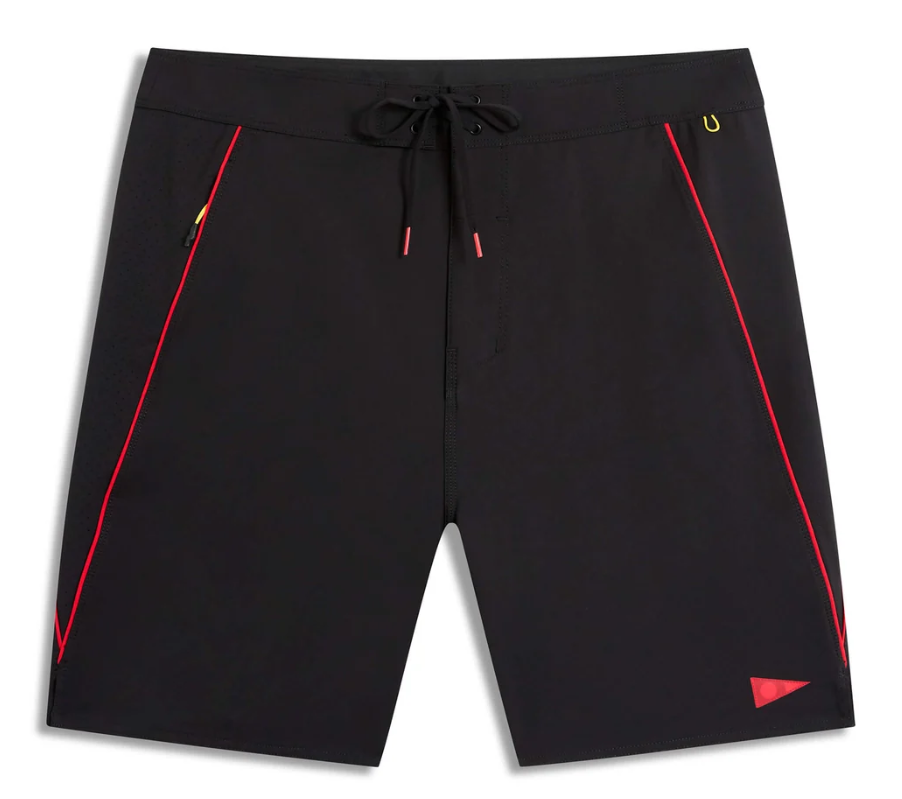 Florence Marine X Airtex Gamma 18.5" Boardshorts in black and red from the front